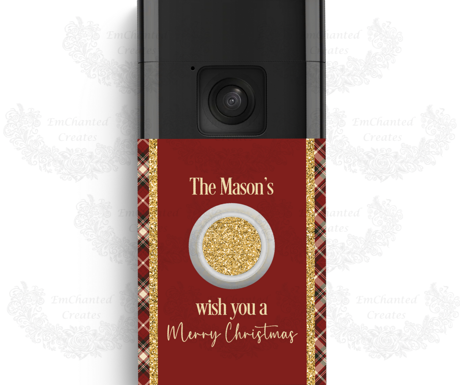 Tartan Merry Christmas Ring Doorbell Cover