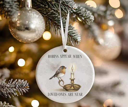 Robins Appear When Loved Ones Are Near – Memorial Ceramic Candle Ornament