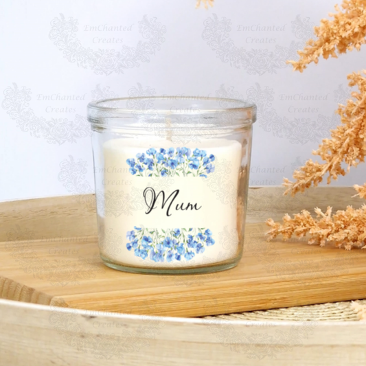 Blue flowered candle