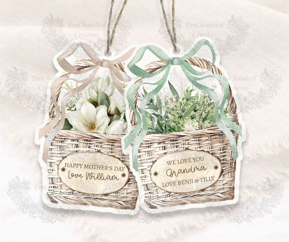 Personalised Flower Basket Acrylic Keepsake – Pink Florals