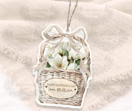 Personalised Flower Basket Acrylic Keepsake – White Florals