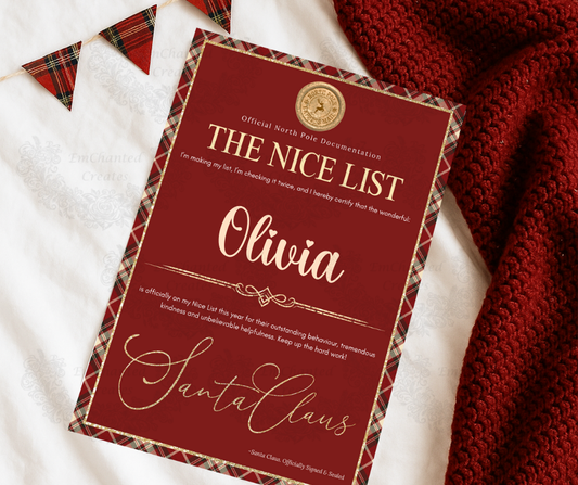Nice List Tartan Letter