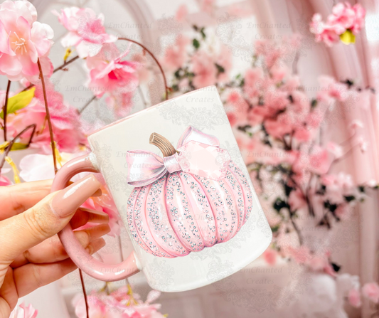 Pink Sparkle Pumpkin Mug